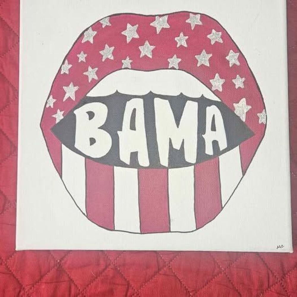 ALABAMA Bama Star Spangled Lips Chrimson Tide Canvas Art
